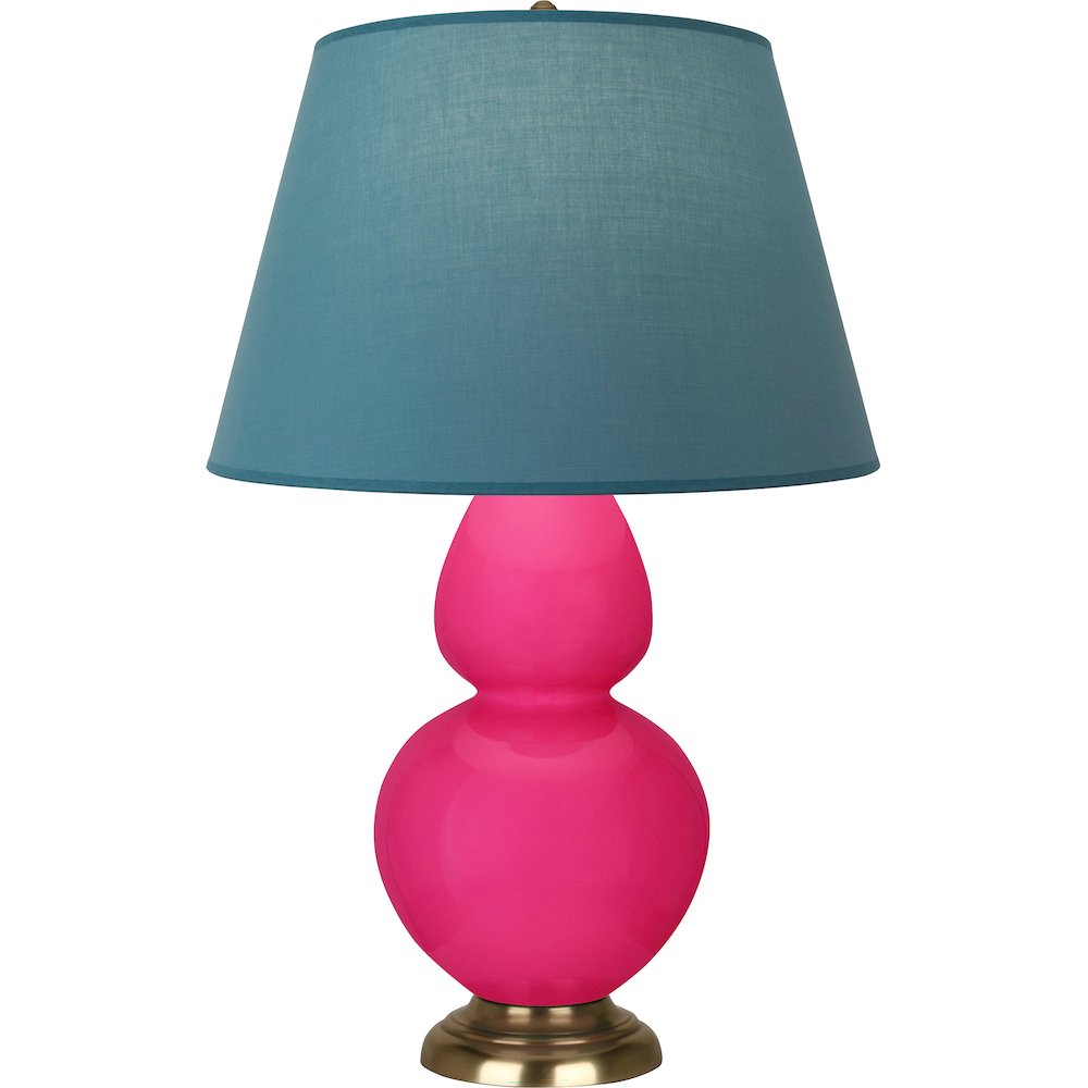 Razzle Rose Double Gourd Table Lamp in Razzle Rose Glazed Ceramic Color. Picture 1