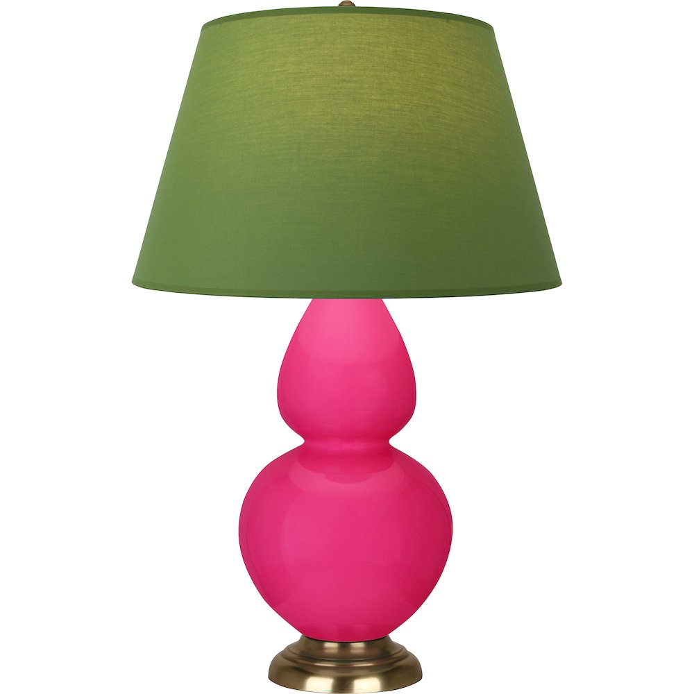 Razzle Rose Double Gourd Table Lamp in Razzle Rose Glazed Ceramic Color. Picture 1