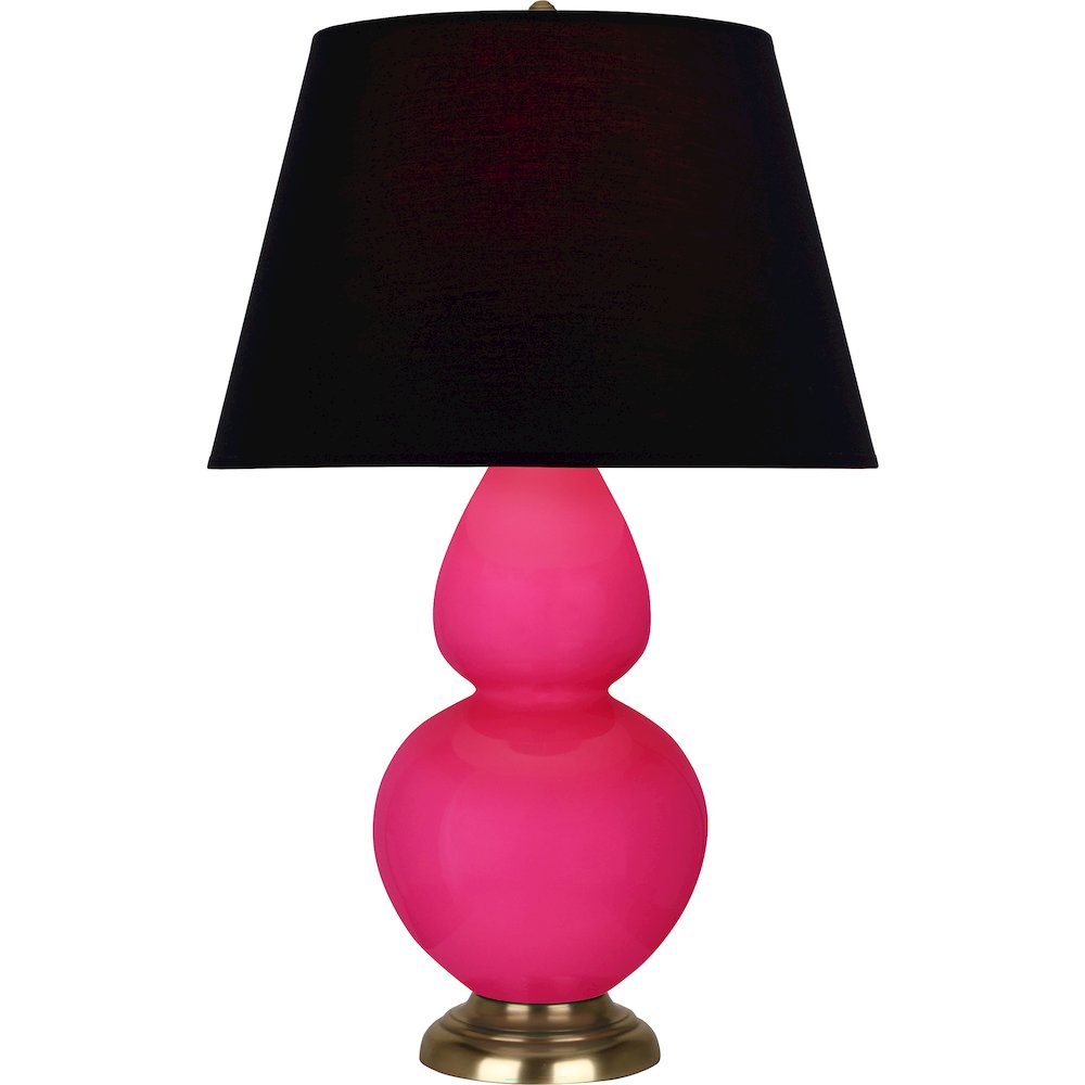Razzle Rose Double Gourd Table Lamp in Razzle Rose Glazed Ceramic Color. Picture 1