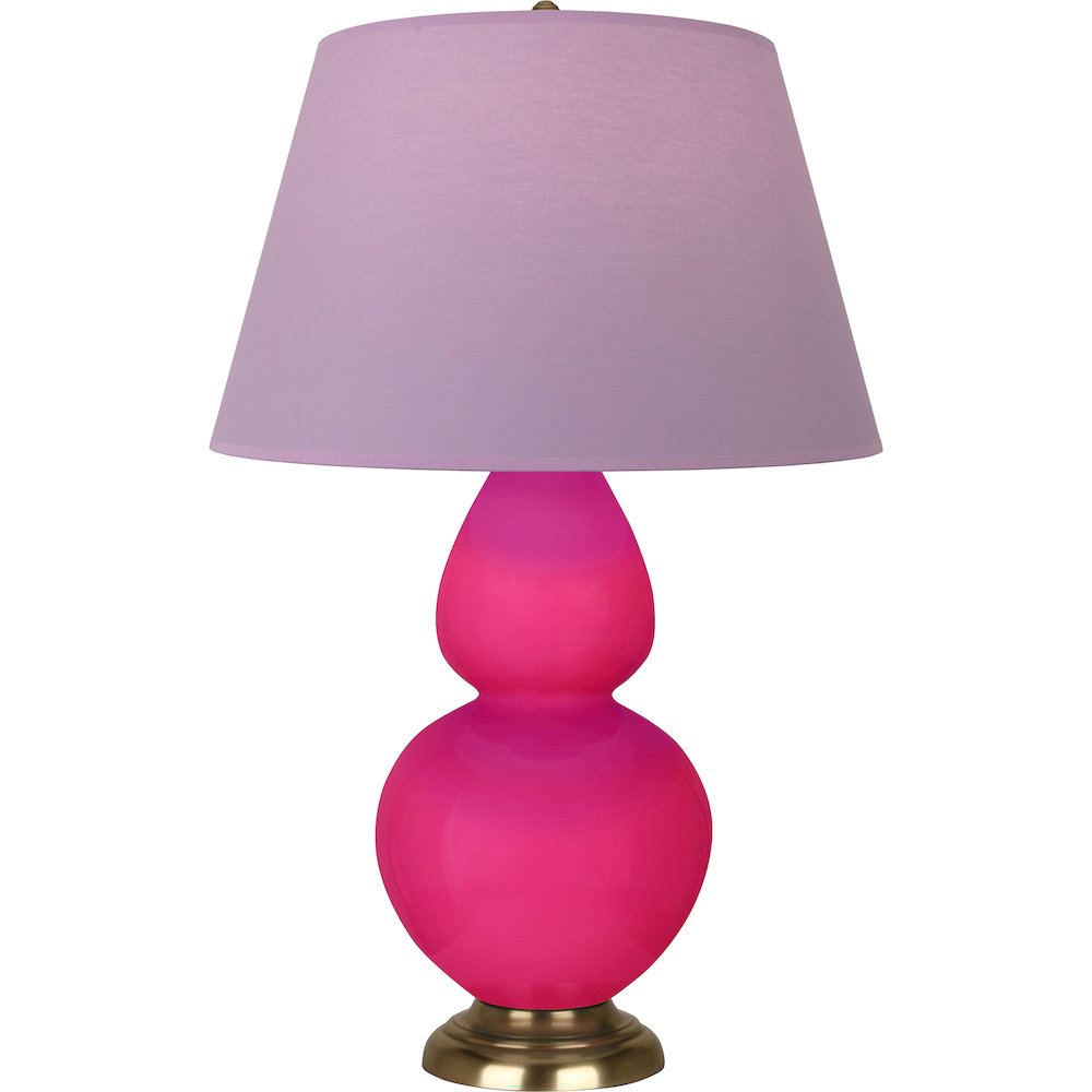 Razzle Rose Double Gourd Table Lamp in Razzle Rose Glazed Ceramic Color. Picture 1