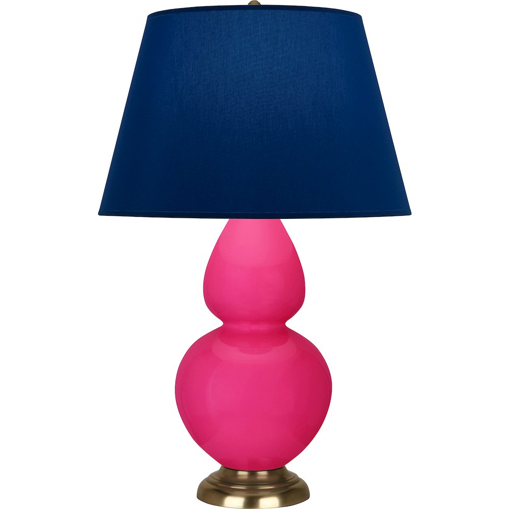 Razzle Rose Double Gourd Table Lamp in Razzle Rose Glazed Ceramic Color. Picture 1