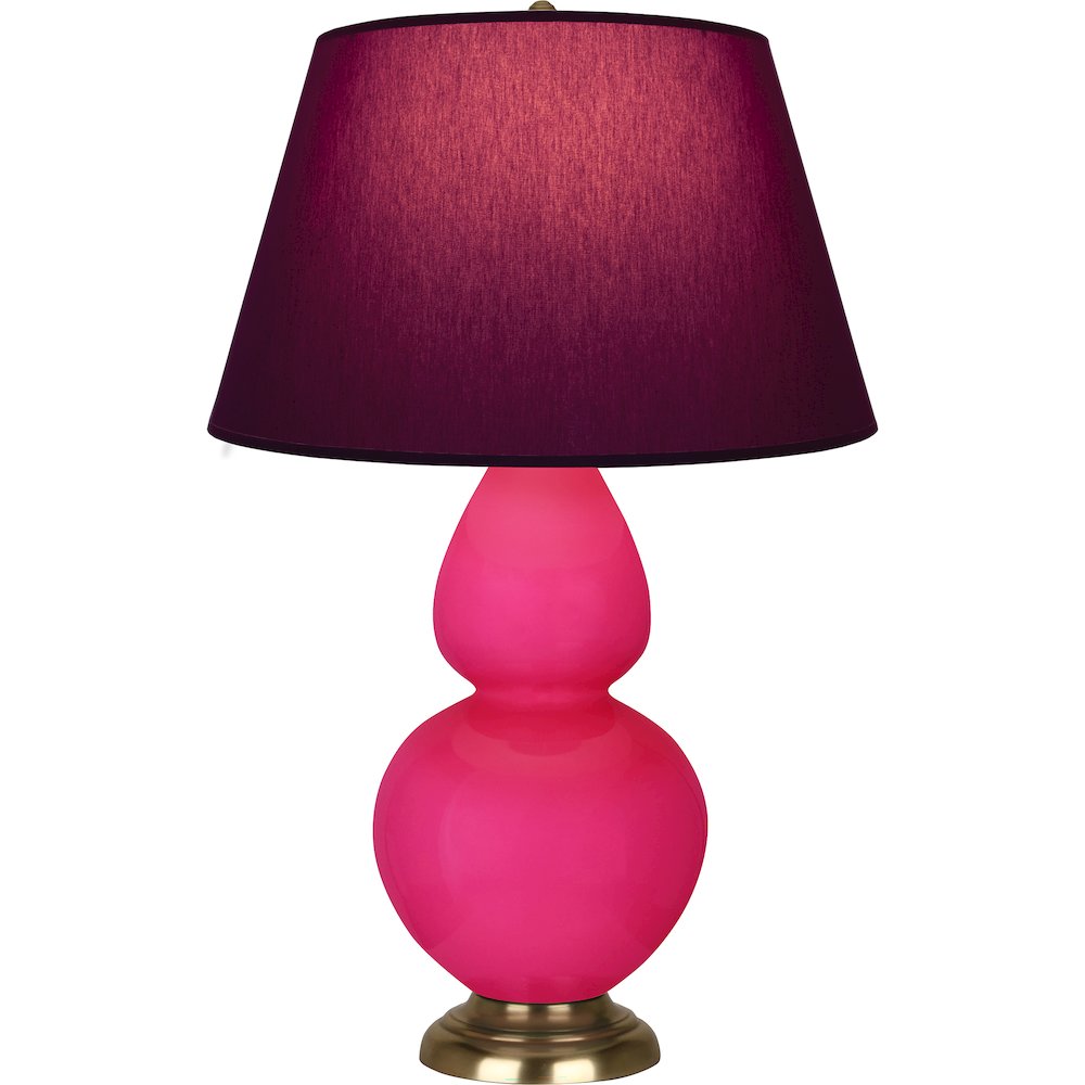 Razzle Rose Double Gourd Table Lamp in Razzle Rose Glazed Ceramic Color. Picture 1