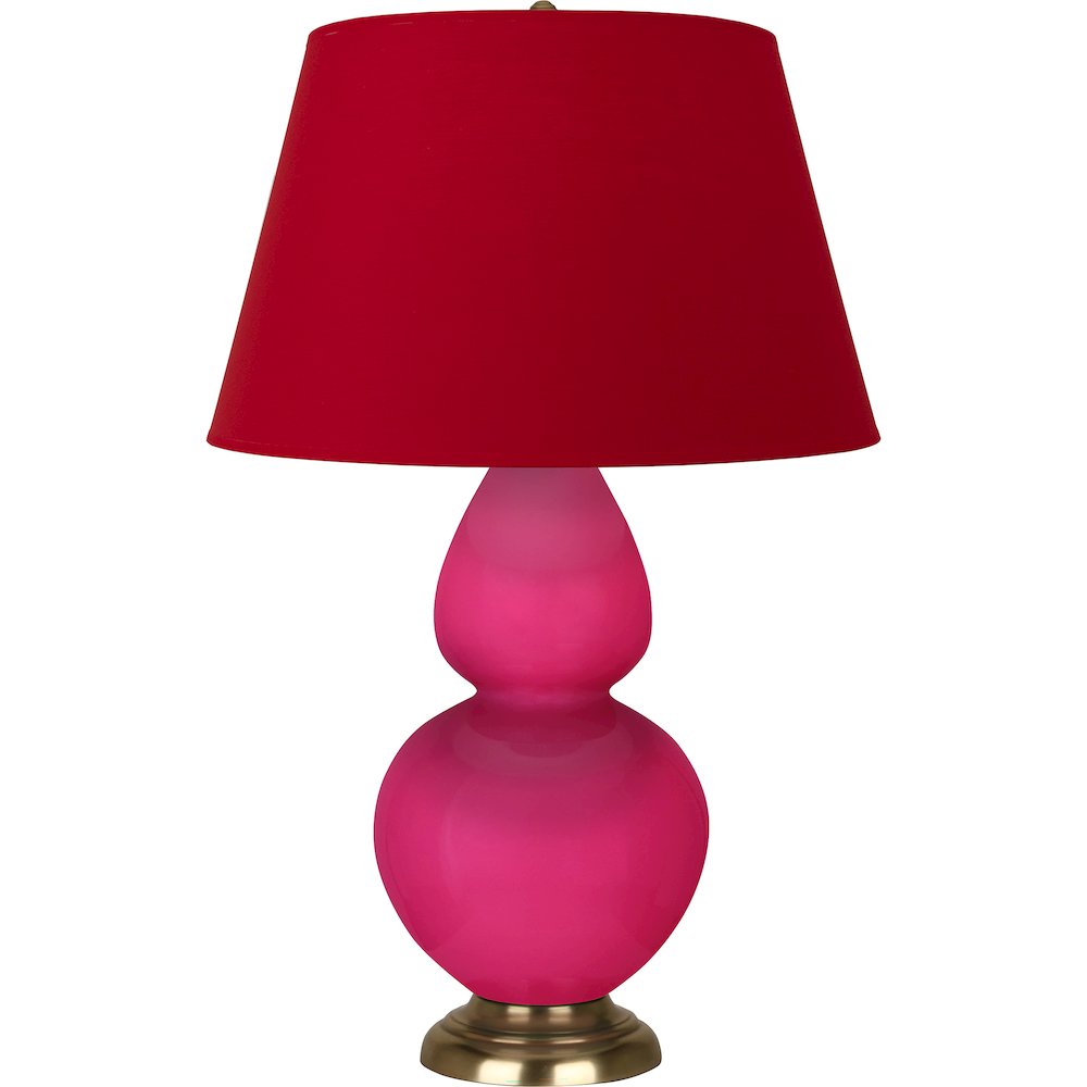Razzle Rose Double Gourd Table Lamp in Razzle Rose Glazed Ceramic Color. Picture 1