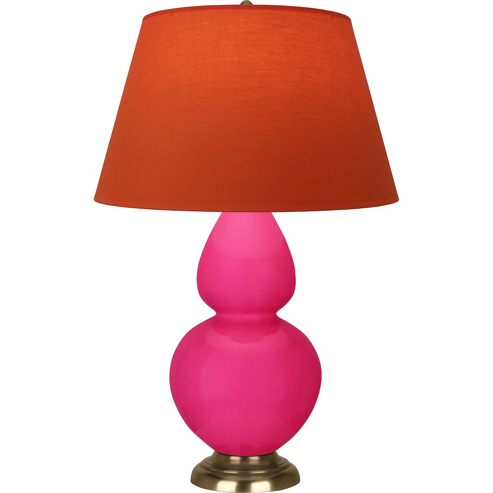 Razzle Rose Double Gourd Table Lamp in Razzle Rose Glazed Ceramic Color. Picture 1