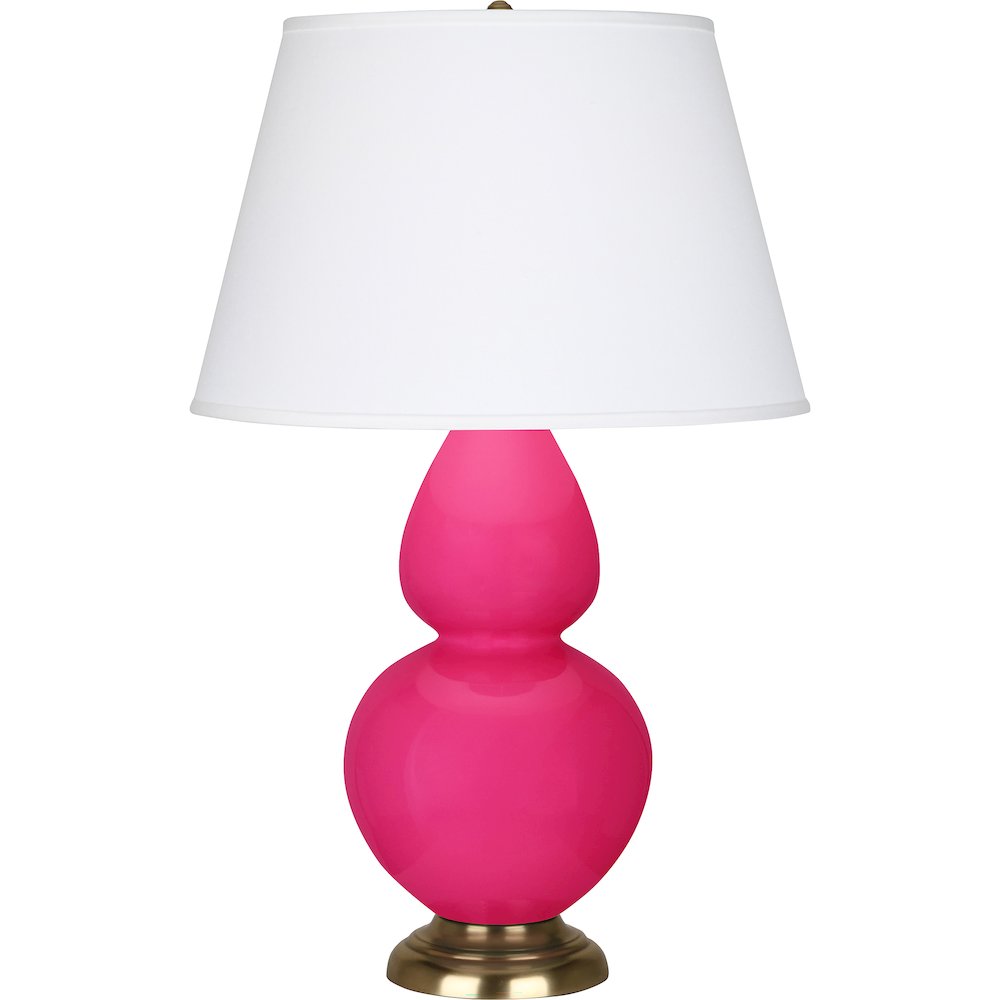 Razzle Rose Double Gourd Table Lamp in Razzle Rose Glazed Ceramic Color. Picture 1