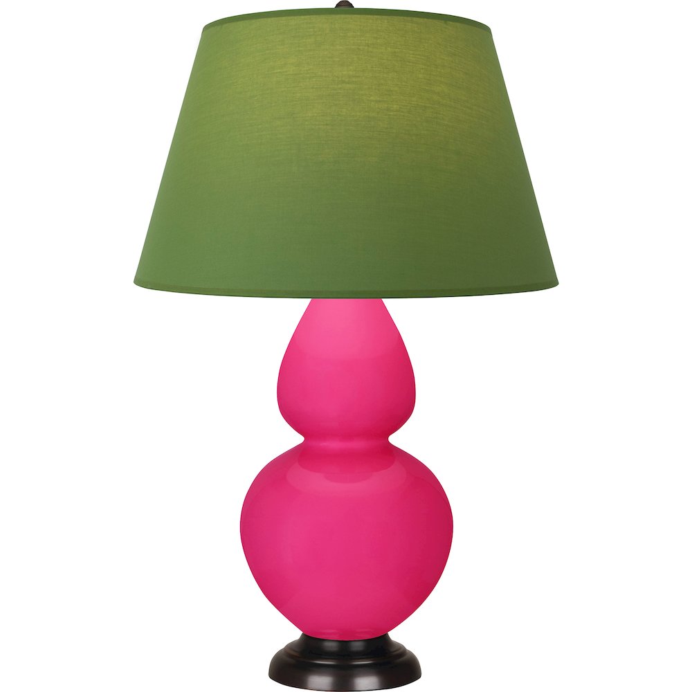 Razzle Rose Double Gourd Table Lamp in Razzle Glazed Ceramic Color. Picture 1
