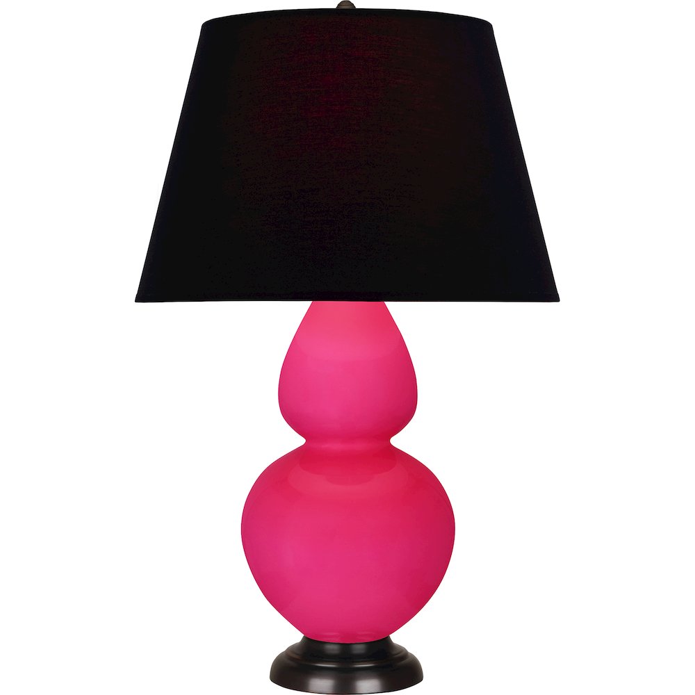Razzle Rose Double Gourd Table Lamp in Razzle Rose Glazed Ceramic Color. Picture 1
