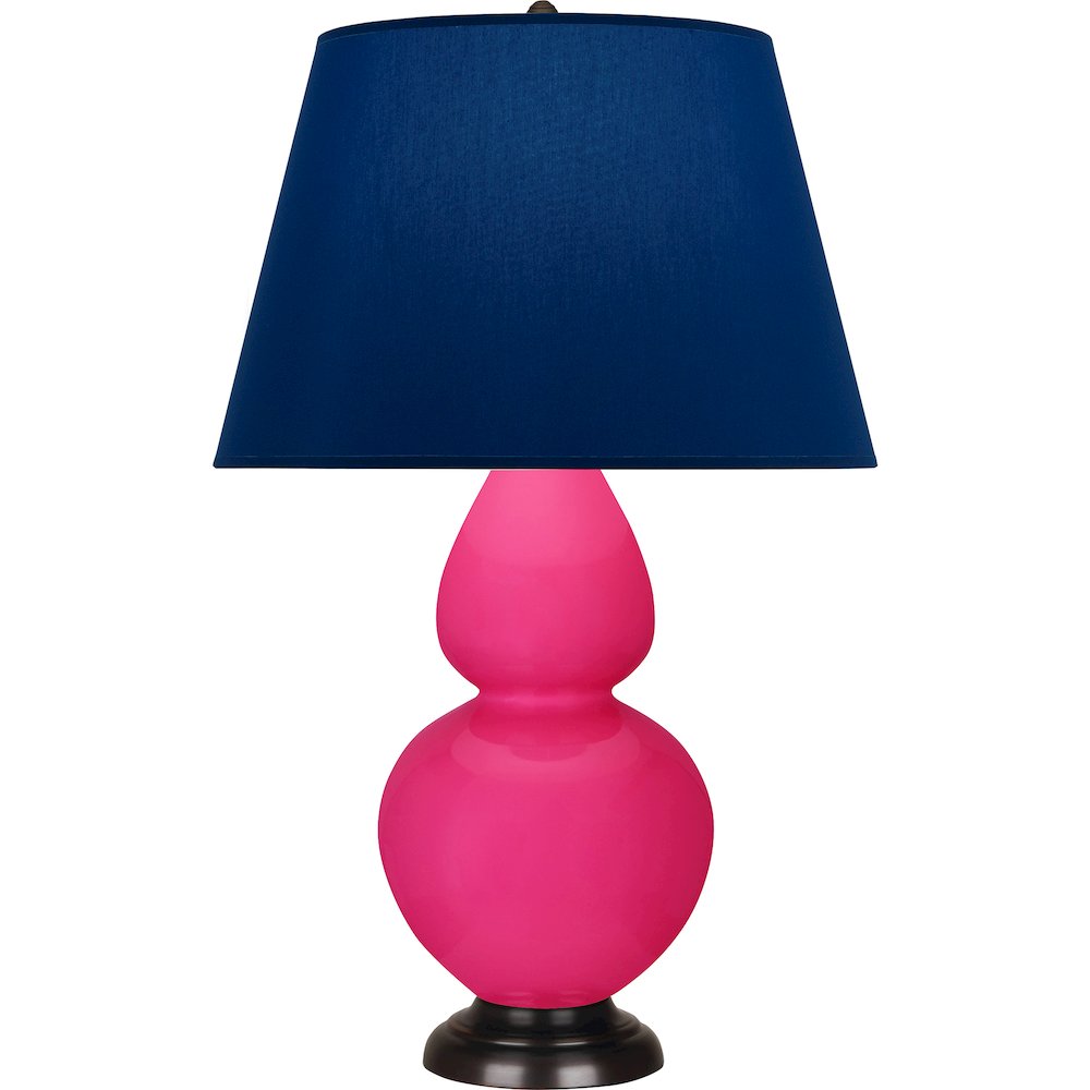 Razzle Rose Double Gourd Table Lamp in Razzle Rose Glazed Ceramic Color. Picture 1
