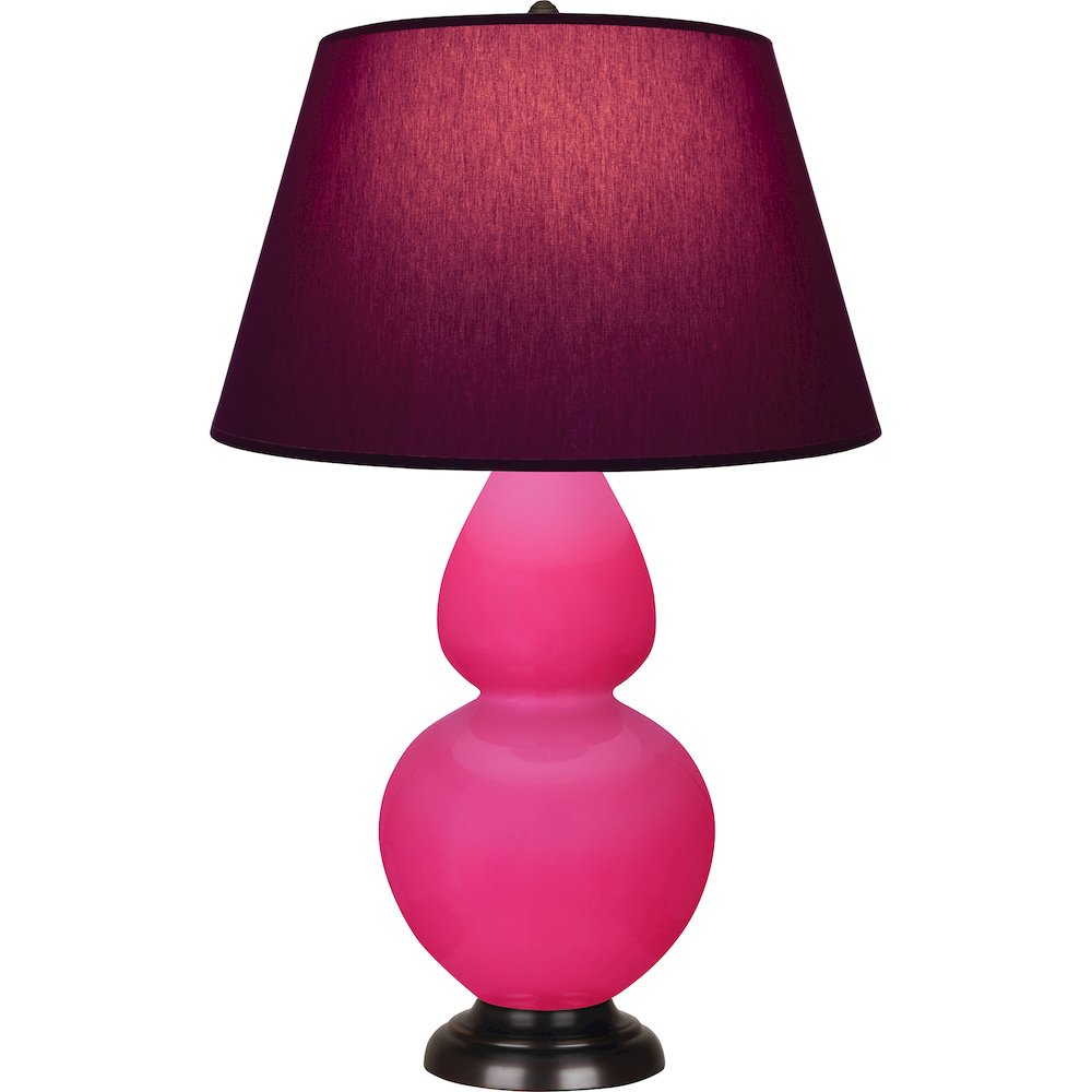 Razzle Rose Double Gourd Table Lamp in Razzle Rose Glazed Ceramic Color. Picture 1