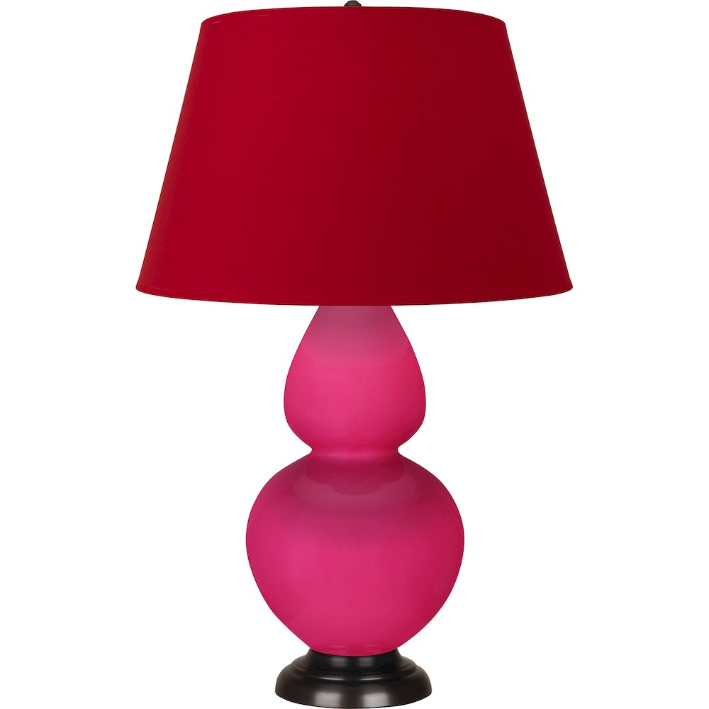 Razzle Rose Double Gourd Table Lamp in Razzle Rose Glazed Ceramic Color. Picture 1