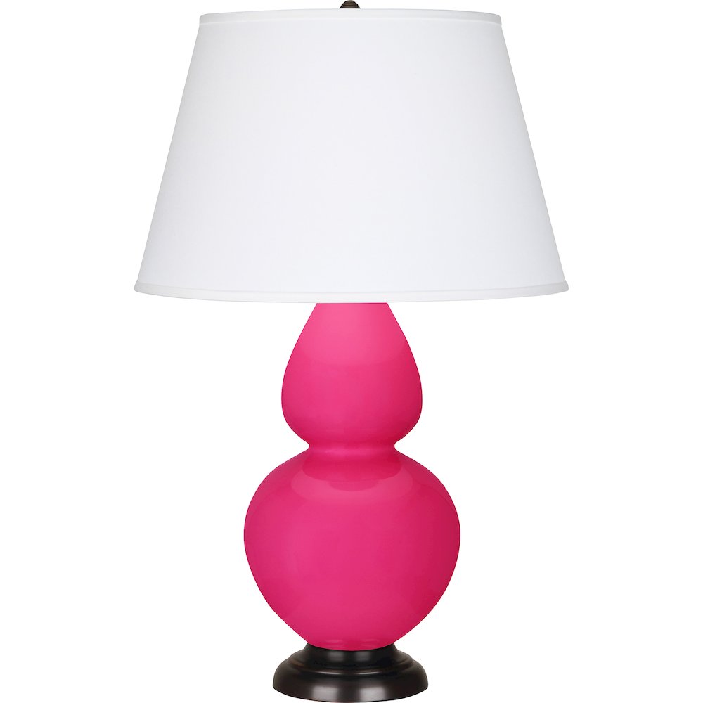 Razzle Rose Double Gourd Table Lamp in Razzle Rose Glazed Ceramic Color. Picture 1
