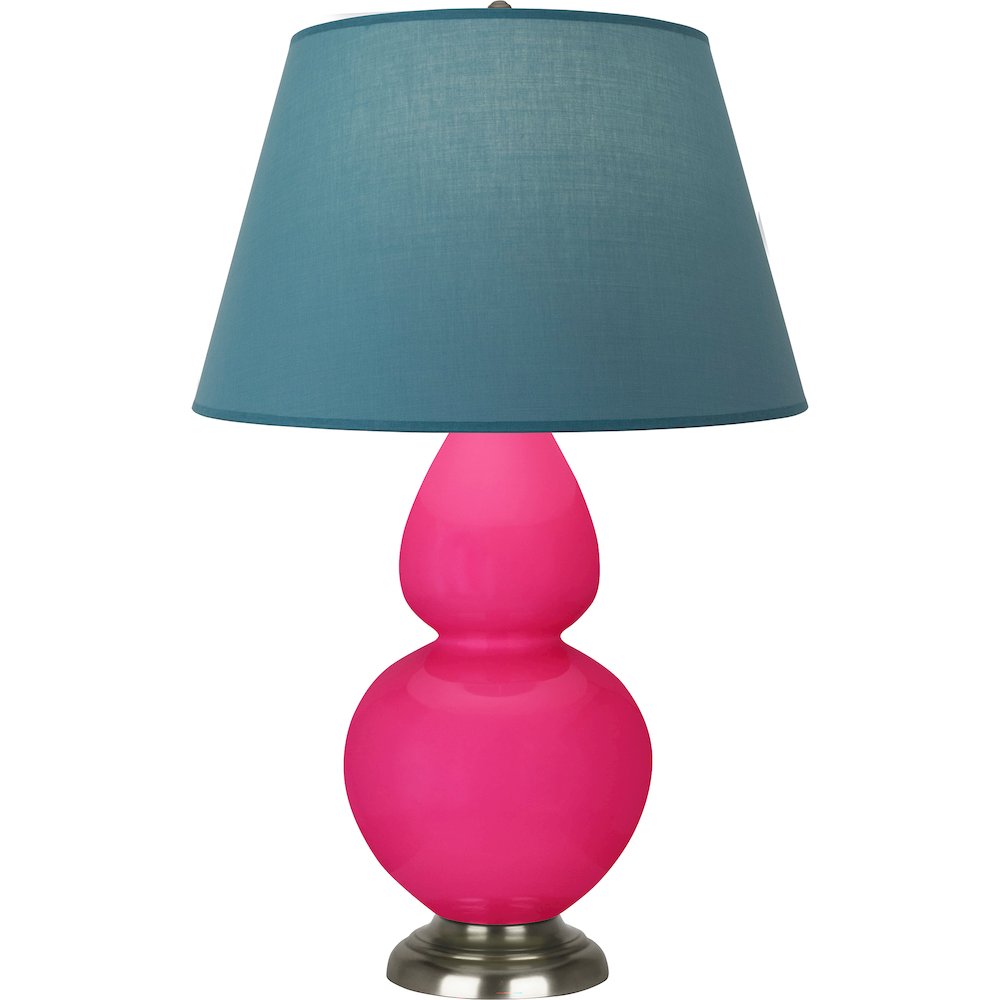 Razzle Rose Double Gourd Table Lamp in Razzle Rose Glazed Ceramic Color. Picture 1