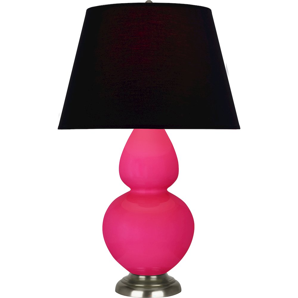 Razzle Rose Double Gourd Table Lamp in Razzle Rose Glazed Ceramic Color. Picture 1