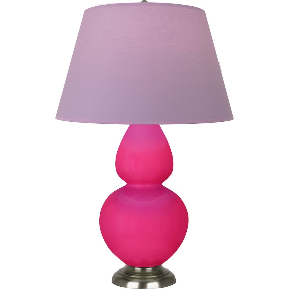 Razzle Rose Double Gourd Table Lamp in Razzle Rose Glazed Ceramic Color. Picture 1