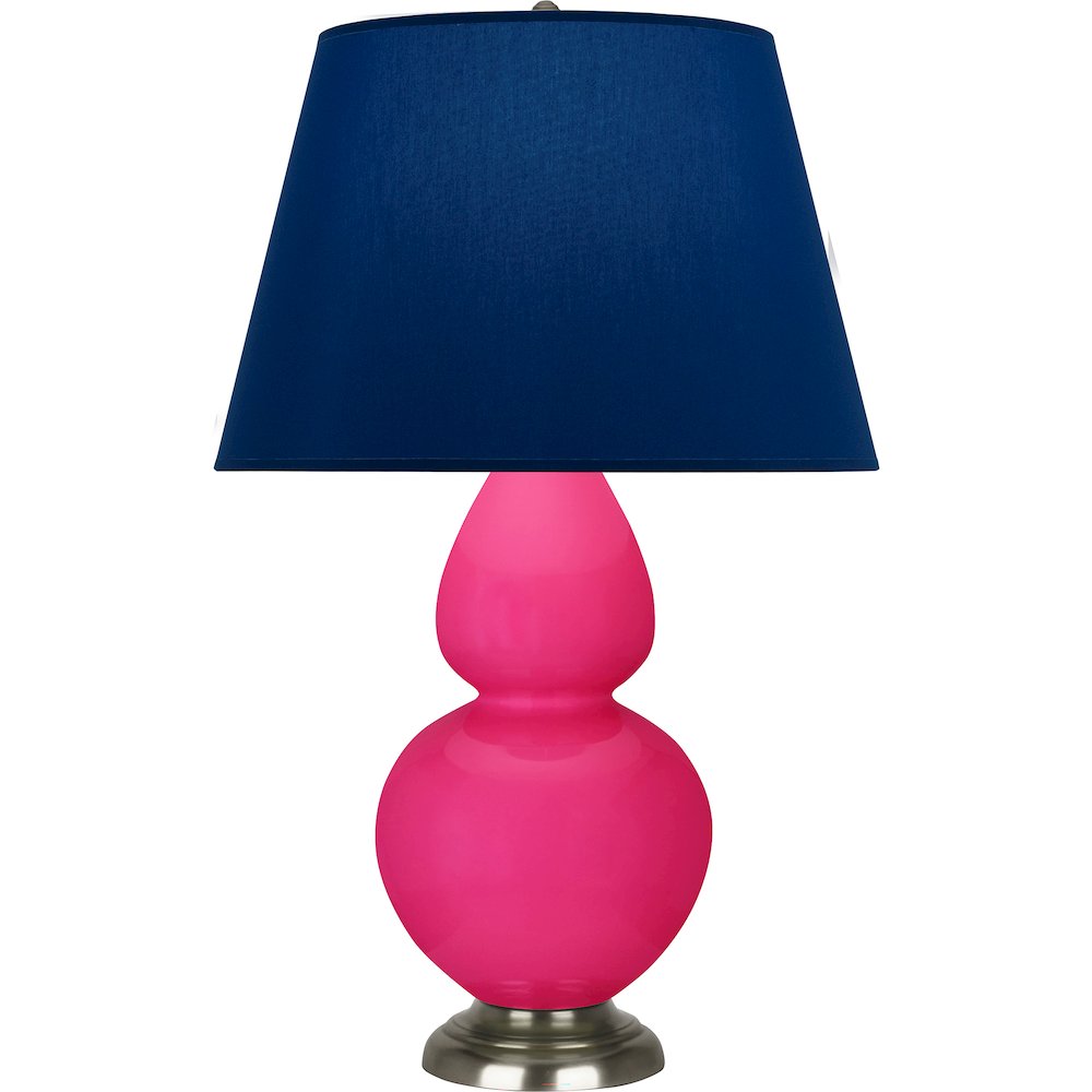 Razzle Rose Double Gourd Table Lamp in Razzle Rose Glazed Ceramic Color. Picture 1