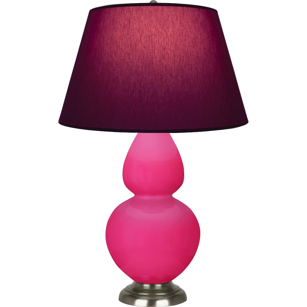 Razzle Rose Double Gourd Table Lamp in Razzle Rose Glazed Ceramic Color. Picture 1