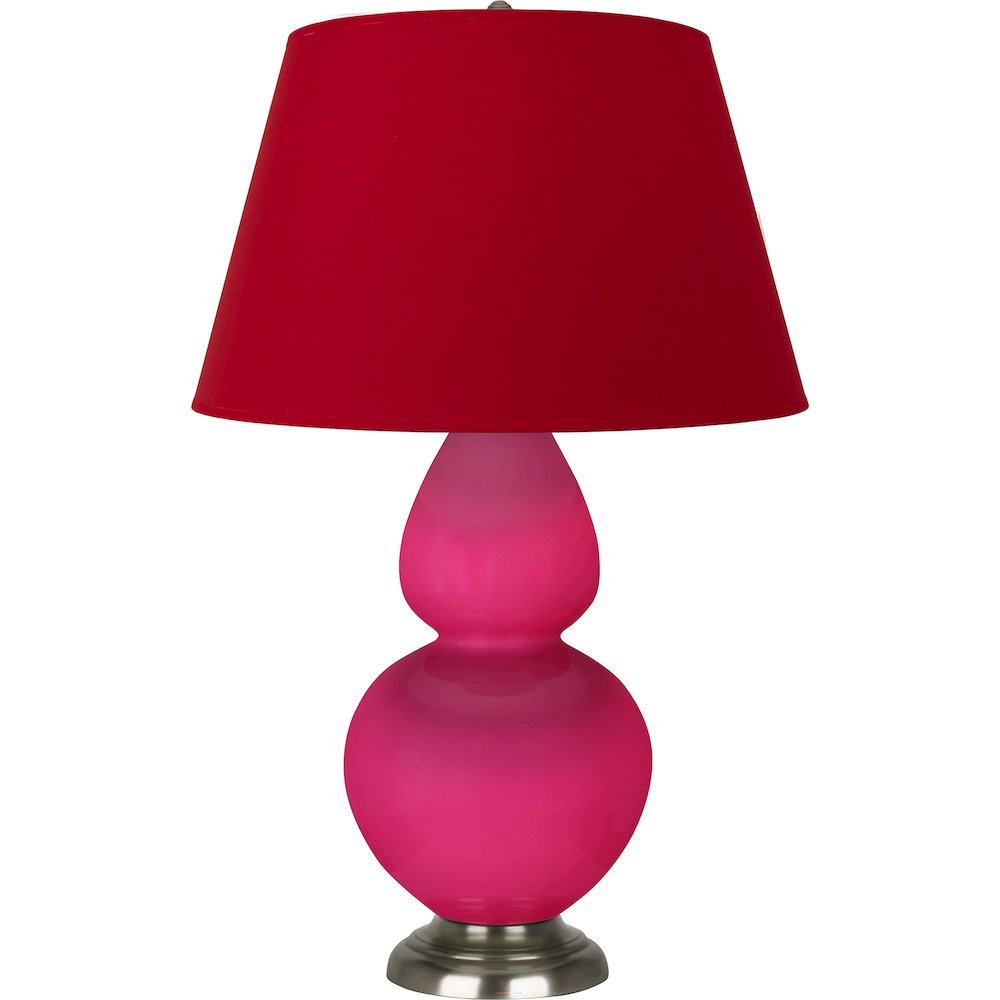 Razzle Rose Double Gourd Table Lamp in Razzle Rose Glazed Ceramic Color. Picture 1