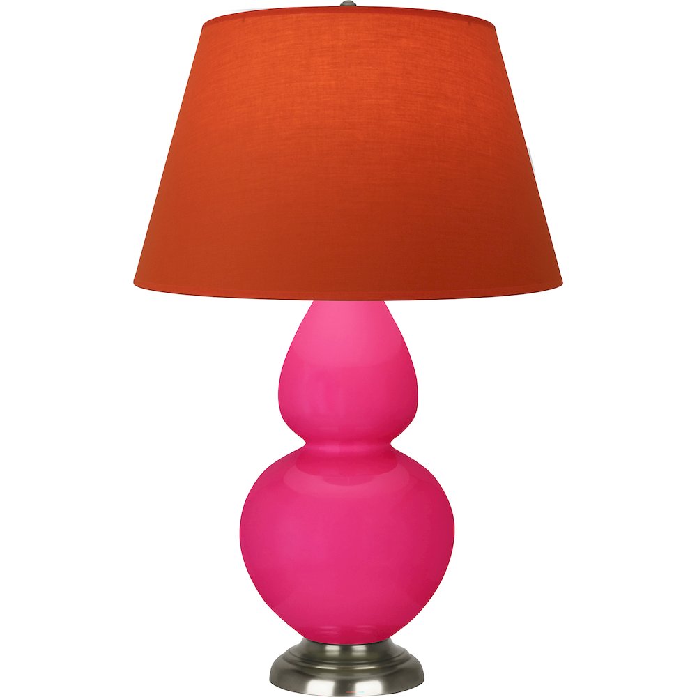 Razzle Rose Double Gourd Table Lamp in Razzle Rose Glazed Ceramic Color. Picture 1