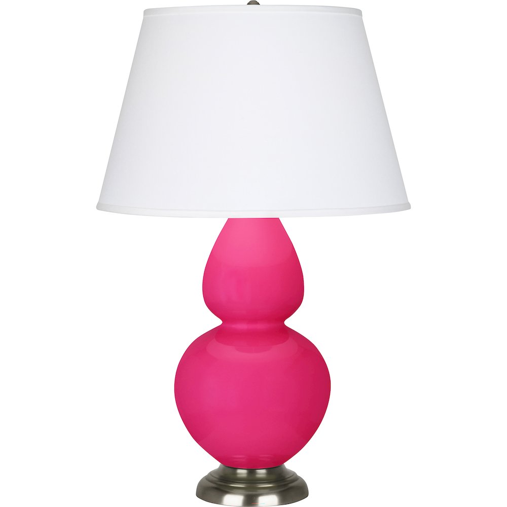 Razzle Rose Double Gourd Table Lamp in Razzle Rose Glazed Ceramic Color. Picture 1