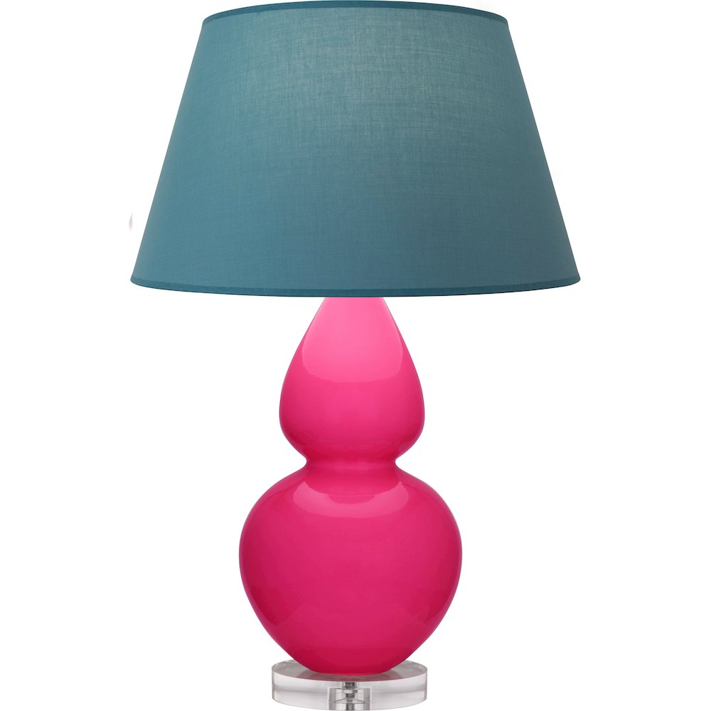 Razzle Rose Double Gourd Table Lamp in Razzle Rose Glazed Ceramic Color. Picture 1