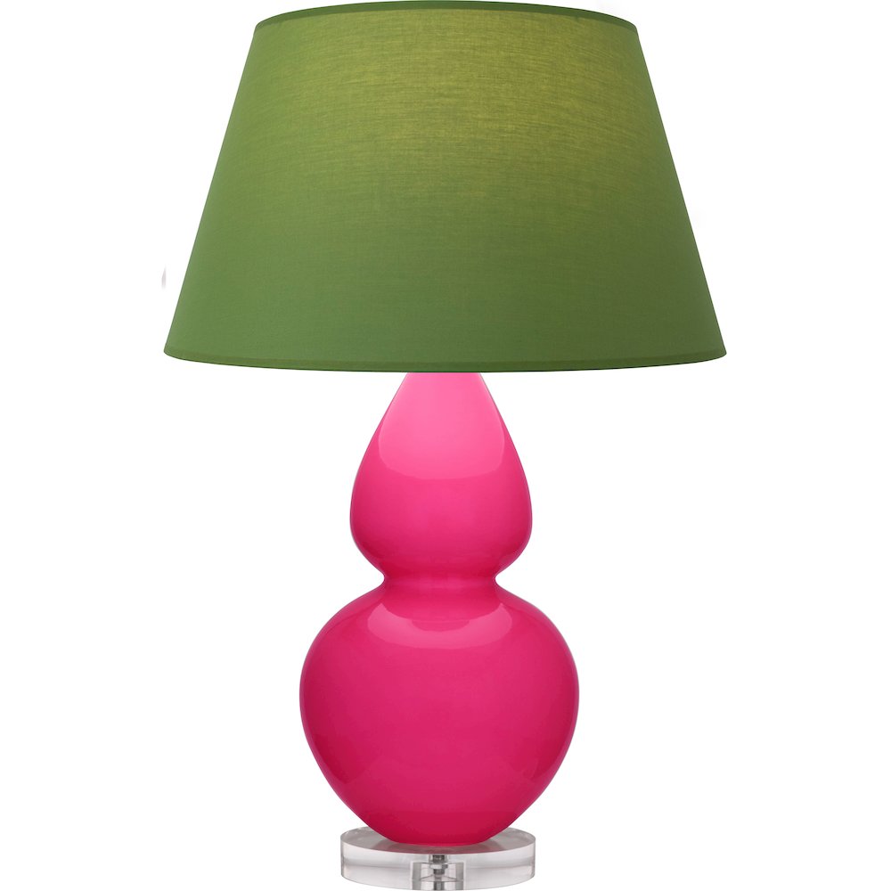 Razzle Rose Double Gourd Table Lamp in Razzle Rose Glazed Ceramic Color. Picture 1