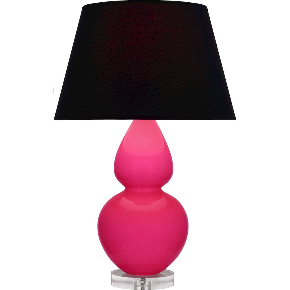 Razzle Rose Double Gourd Table Lamp in Razzle Rose Glazed Ceramic Color. Picture 1