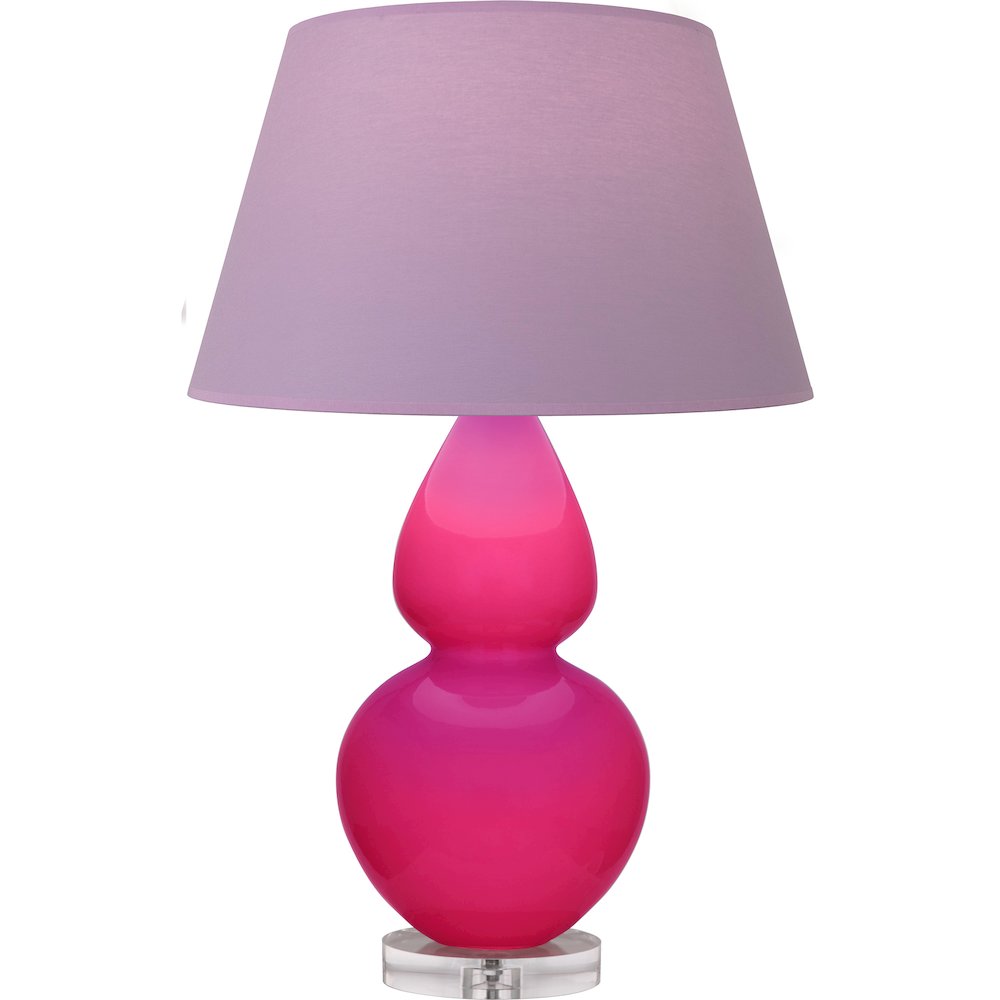 Razzle Rose Double Gourd Table Lamp in Razzle Rose Glazed Ceramic Color. Picture 1