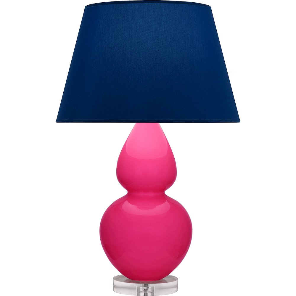 Razzle Rose Double Gourd Table Lamp in Razzle Rose Glazed Ceramic Color. Picture 1
