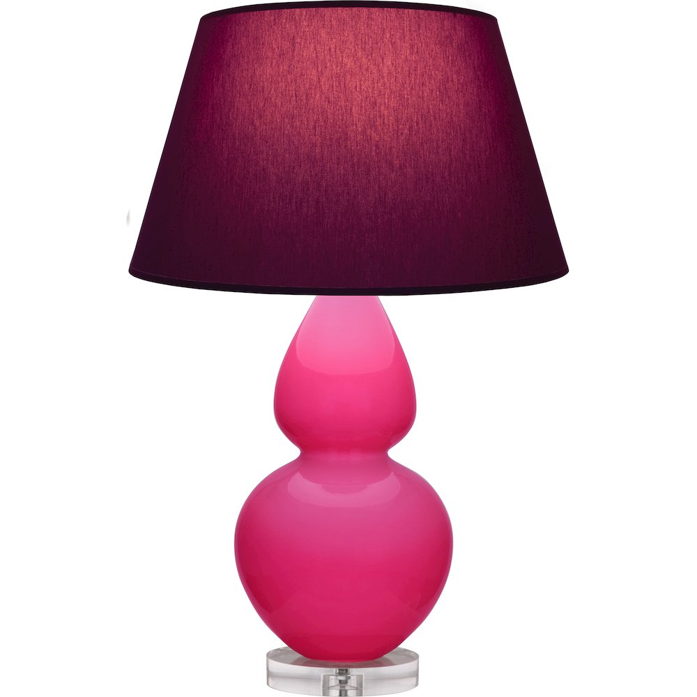 Razzle Rose Double Gourd Table Lamp in Razzle Rose Glazed Ceramic Color. Picture 1