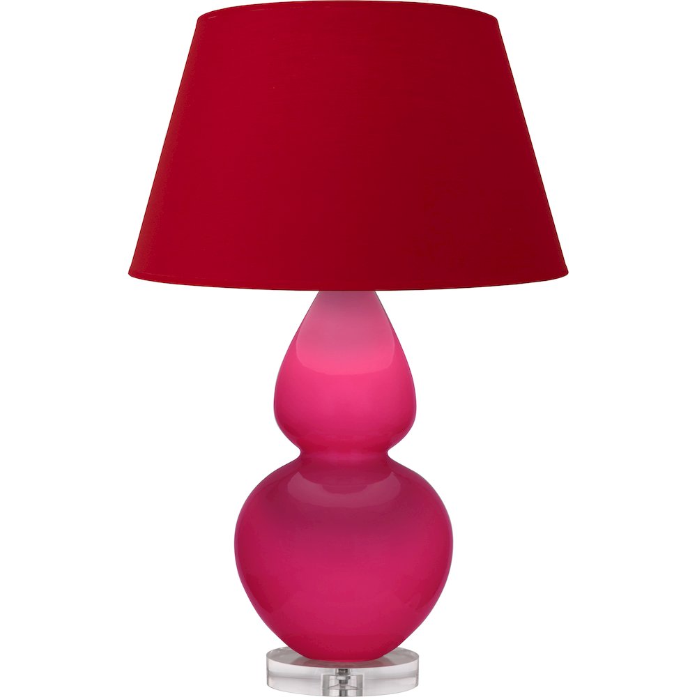 Razzle Rose Double Gourd Table Lamp in Razzle Rose Glazed Ceramic Color. Picture 1