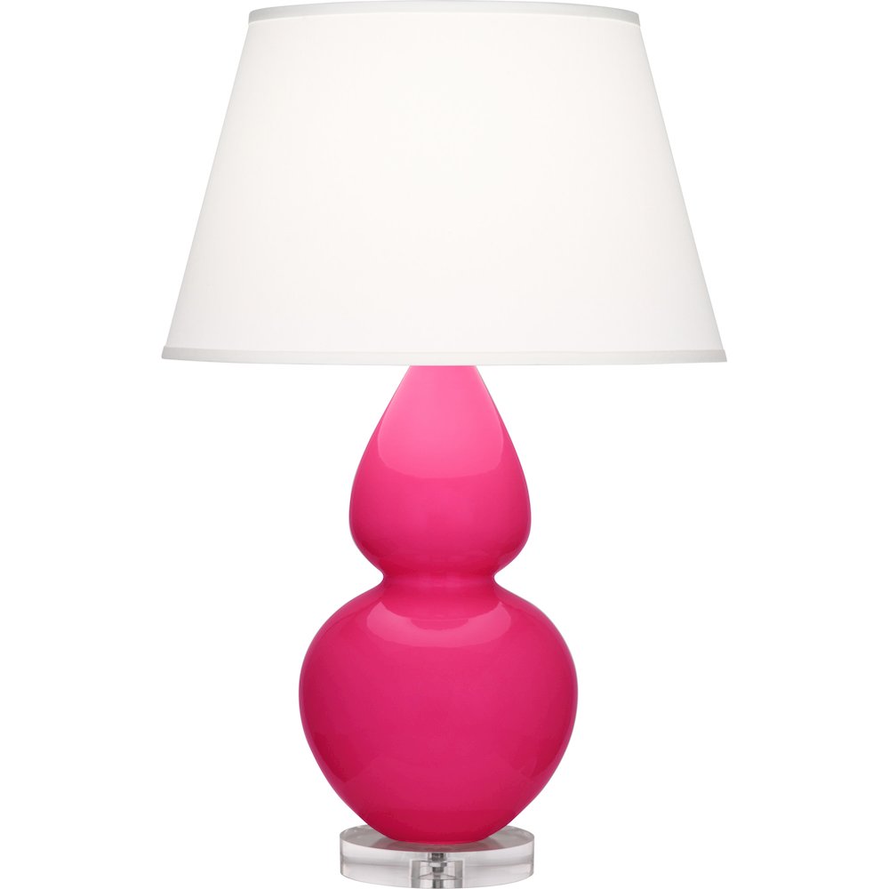 Razzle Rose Double Gourd Table Lamp in Razzle Rose Glazed Ceramic Color. Picture 1