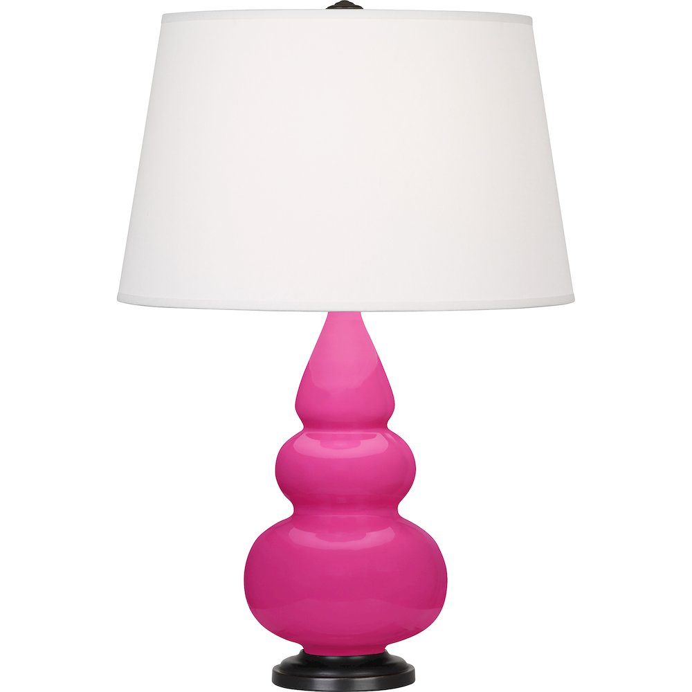 Razzle Rose Small Triple Gourd Accent Lamp in Razzle Rose Glazed Ceramic Color. Picture 1