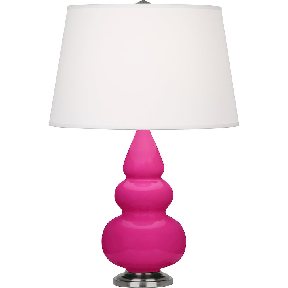 Razzle Rose Small Triple Gourd Accent Lamp in Razzle Rose Glazed Ceramic Color. Picture 1