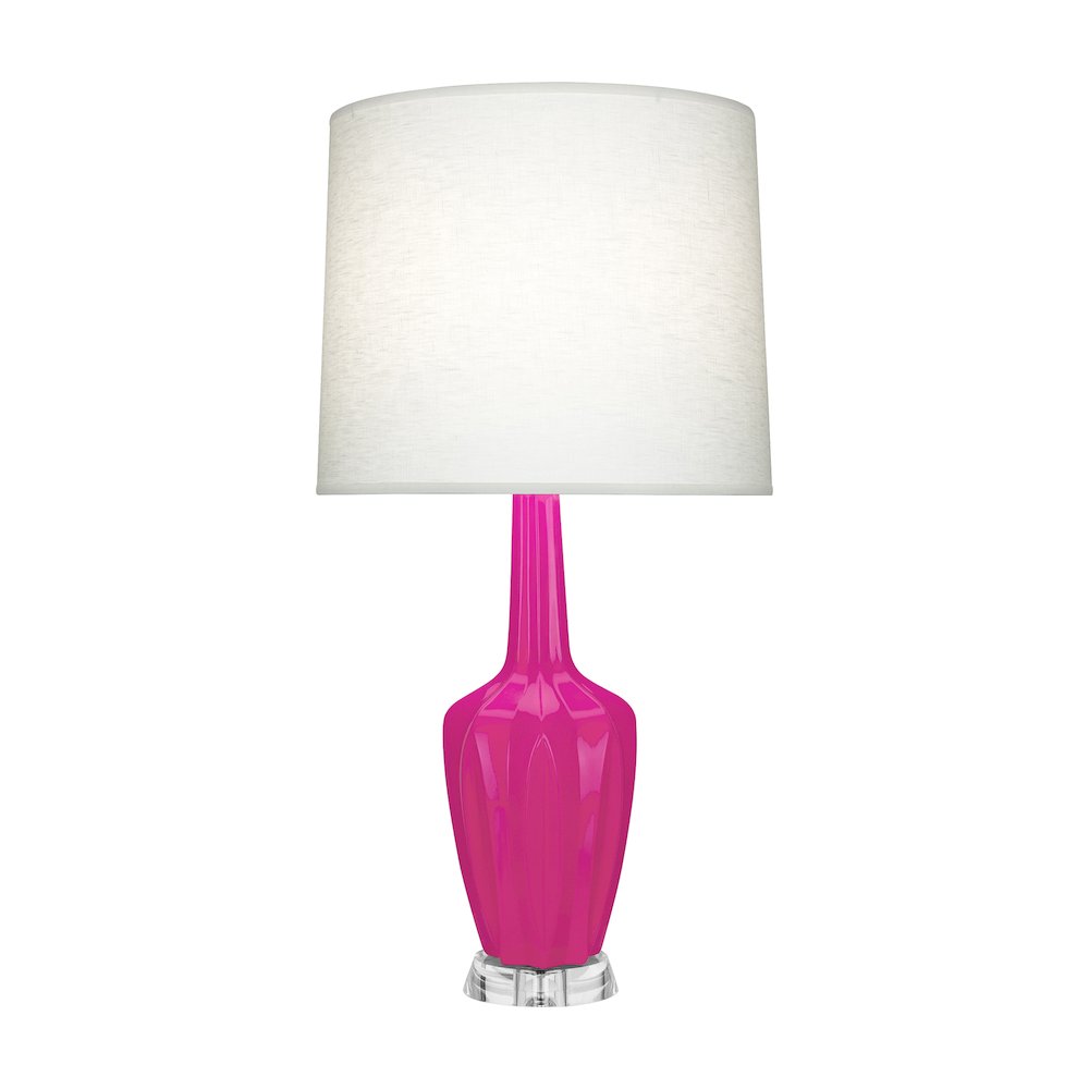 Razzle Rose Emma Accent Lamp in Razzle Rose Glazed Ceramic Color. Picture 1