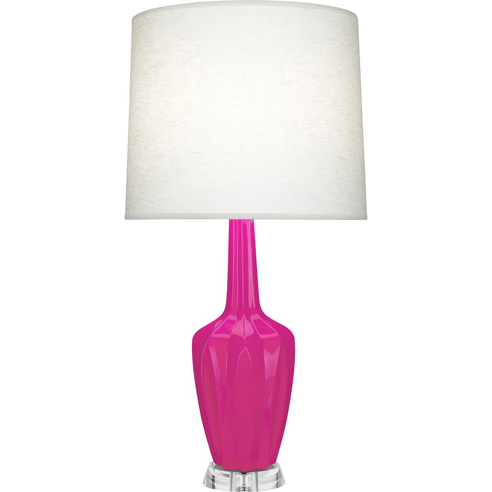 Razzle Rose Emma Table Lamp in Razzle Rose Glazed Ceramic Color. Picture 1