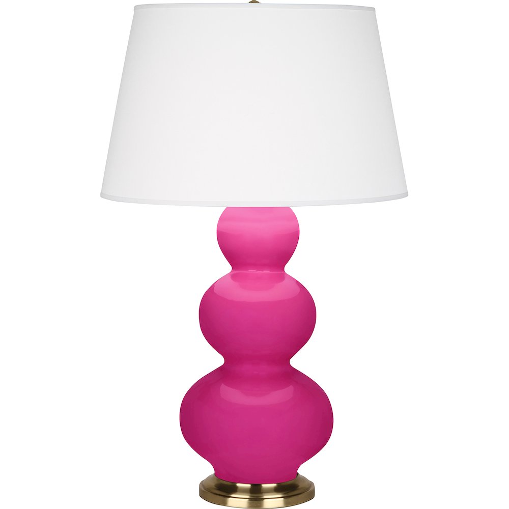 Razzle Rose Triple Gourd Table Lamp in Razzle Rose Glazed Ceramic Color. Picture 1