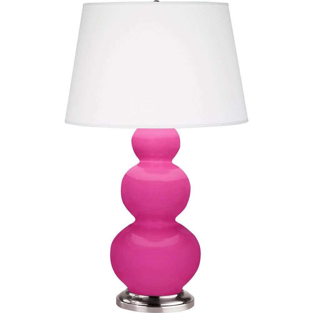 Razzle Rose Triple Gourd Table Lamp in Razzle Rose Glazed Ceramic Color. Picture 1