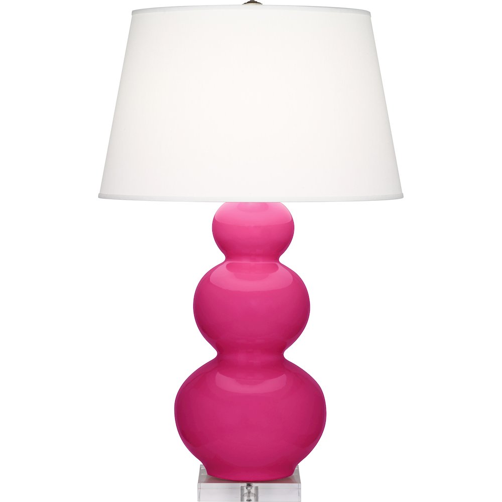 Razzle Rose Triple Gourd Table Lamp in Razzle Rose Glazed Ceramic Color. Picture 1