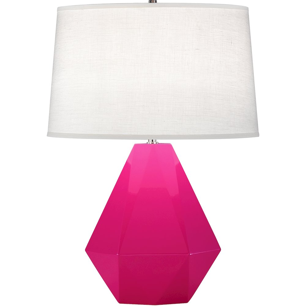 Razzle Rose Delta Table Lamp in Razzle Rose Glazed Ceramic Color. Picture 1