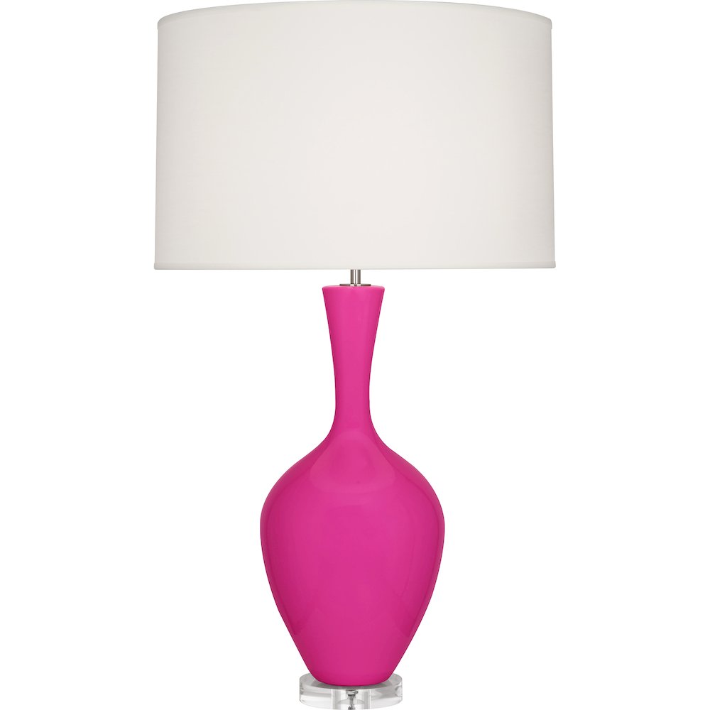 Razzle Rose Audrey Table Lamp in Razzle Rose Glazed Ceramic Color. Picture 1