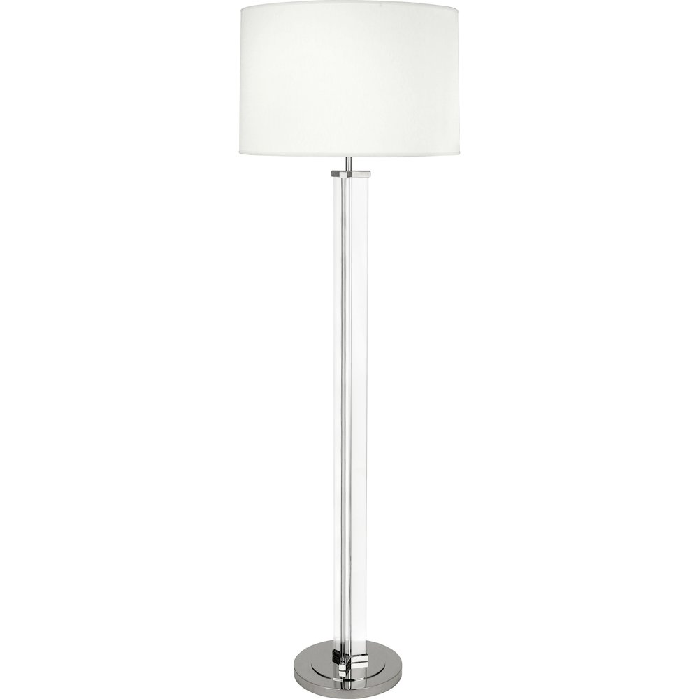Fineas Floor Lamp in Clear Glass And Polished Nickel Color. Picture 1
