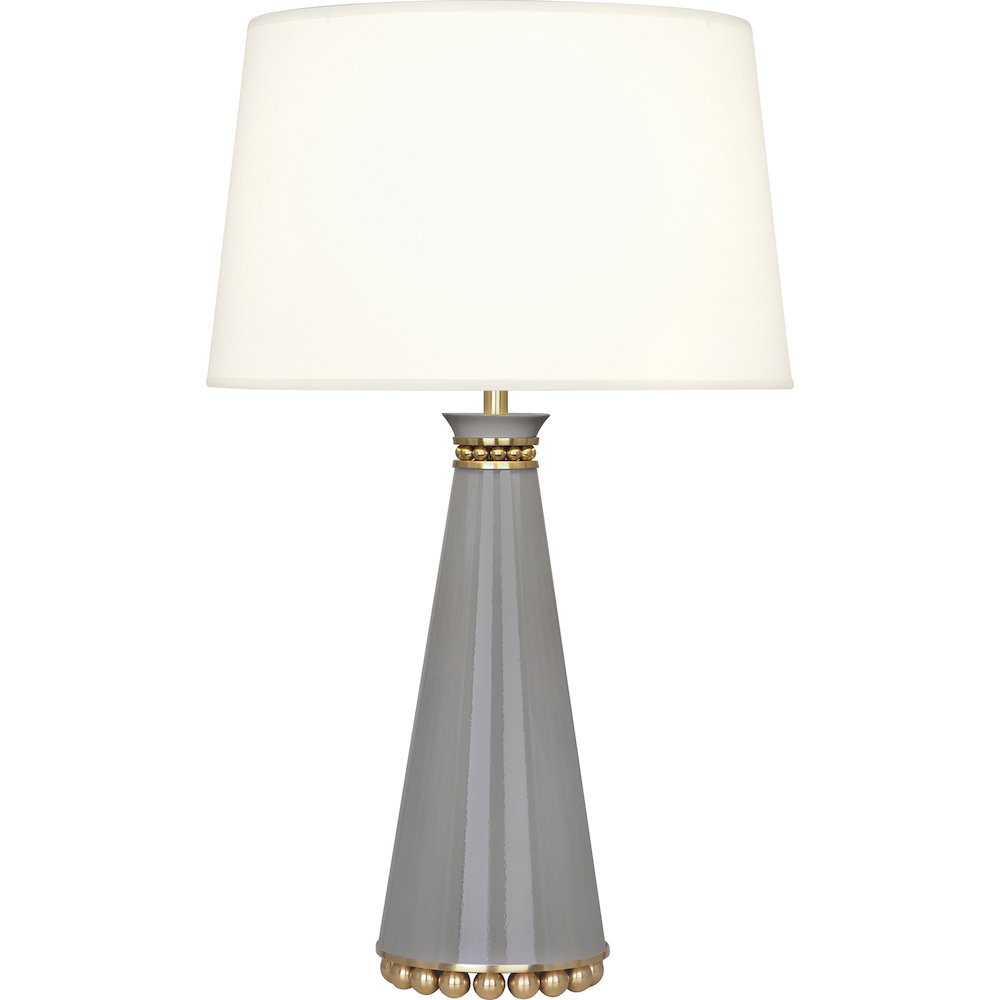 Pearl Table Lamp in Smoky Taupe Lacquered Paint And Modern Brass Accents Color. Picture 1