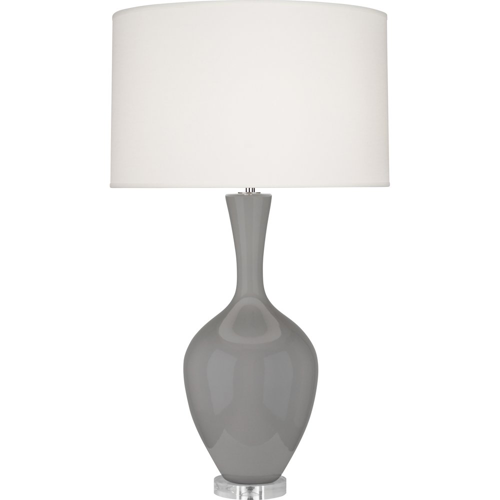 Smokey Taupe Audrey Table Lamp in Smokey Taupe Glazed Ceramic Color. Picture 1