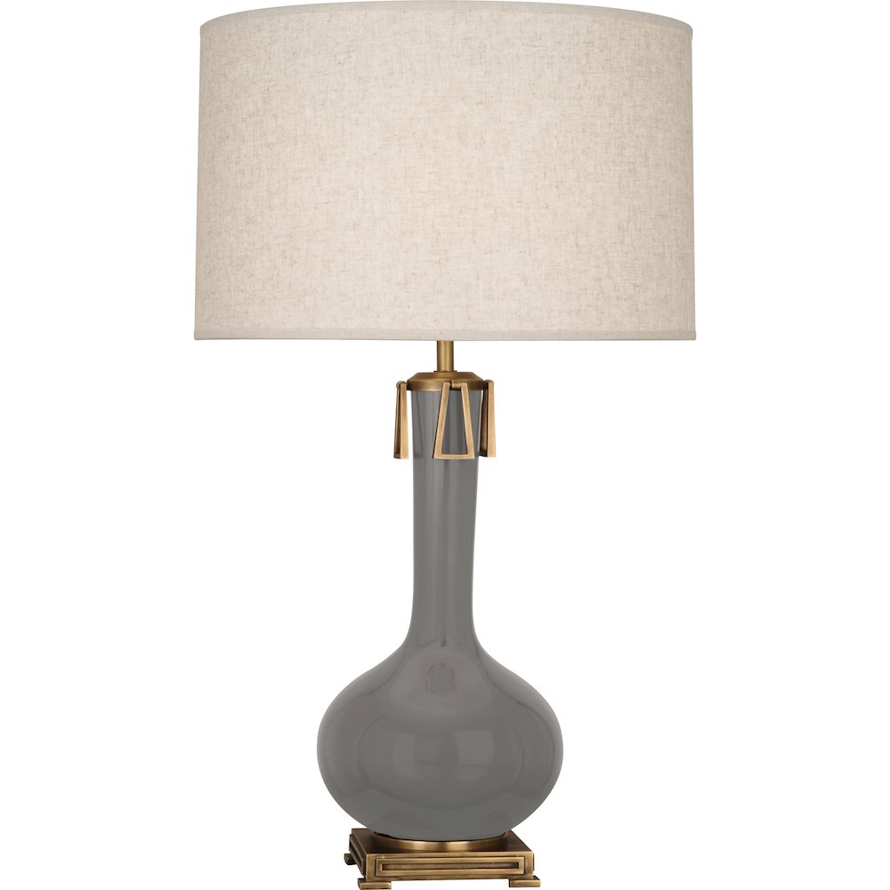 Smokey Taupe Athena Table Lamp in Smokey Taupe Glazed Ceramic Color. Picture 1