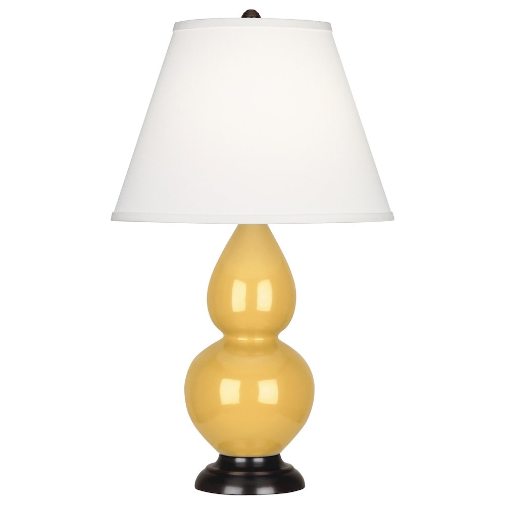 Sunset Small Double Gourd Accent Lamp in Sunset Yellow Glazed Ceramic Color. Picture 1