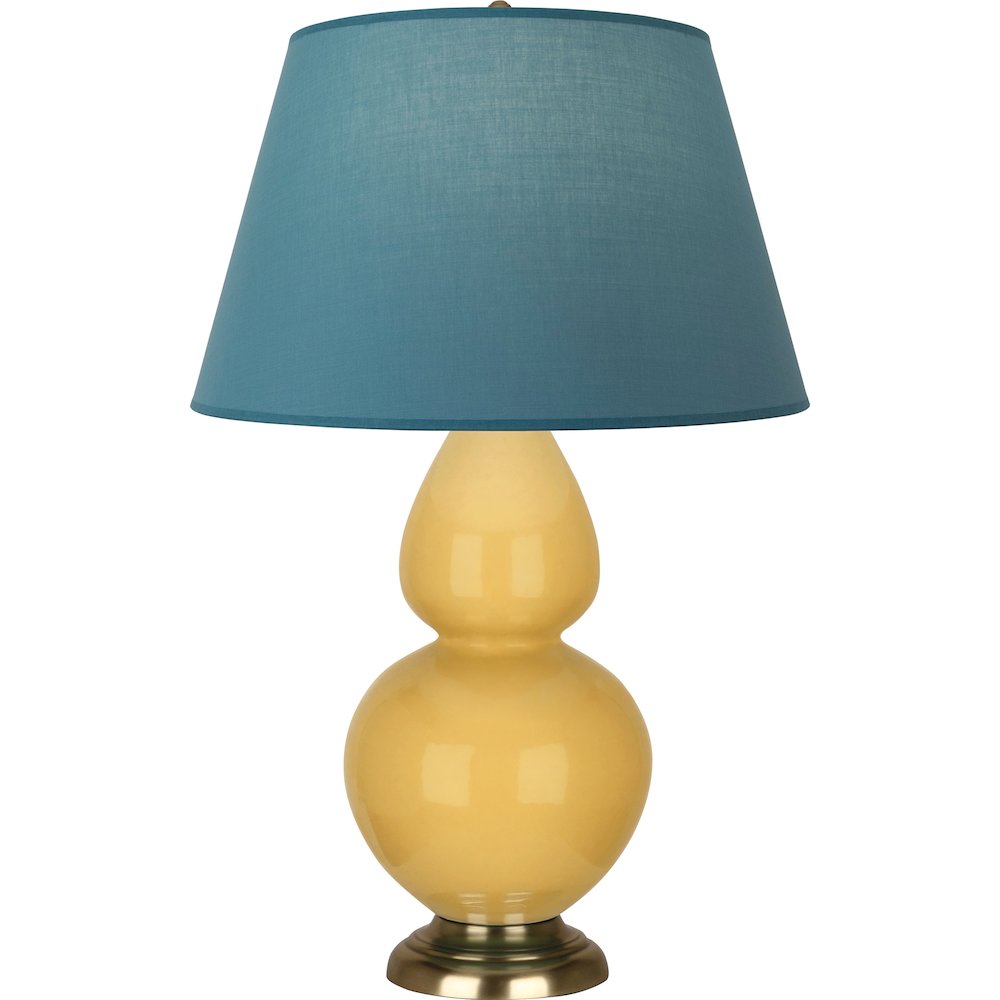 Sunset Double Gourd Table Lamp in Sunset Yellow Glazed Ceramic Color. Picture 1
