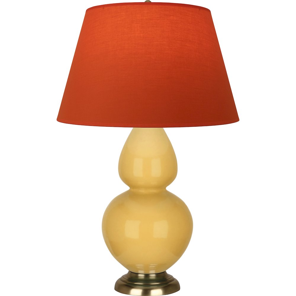 Sunset Double Gourd Table Lamp in Sunset Yellow Glazed Ceramic Color. Picture 1