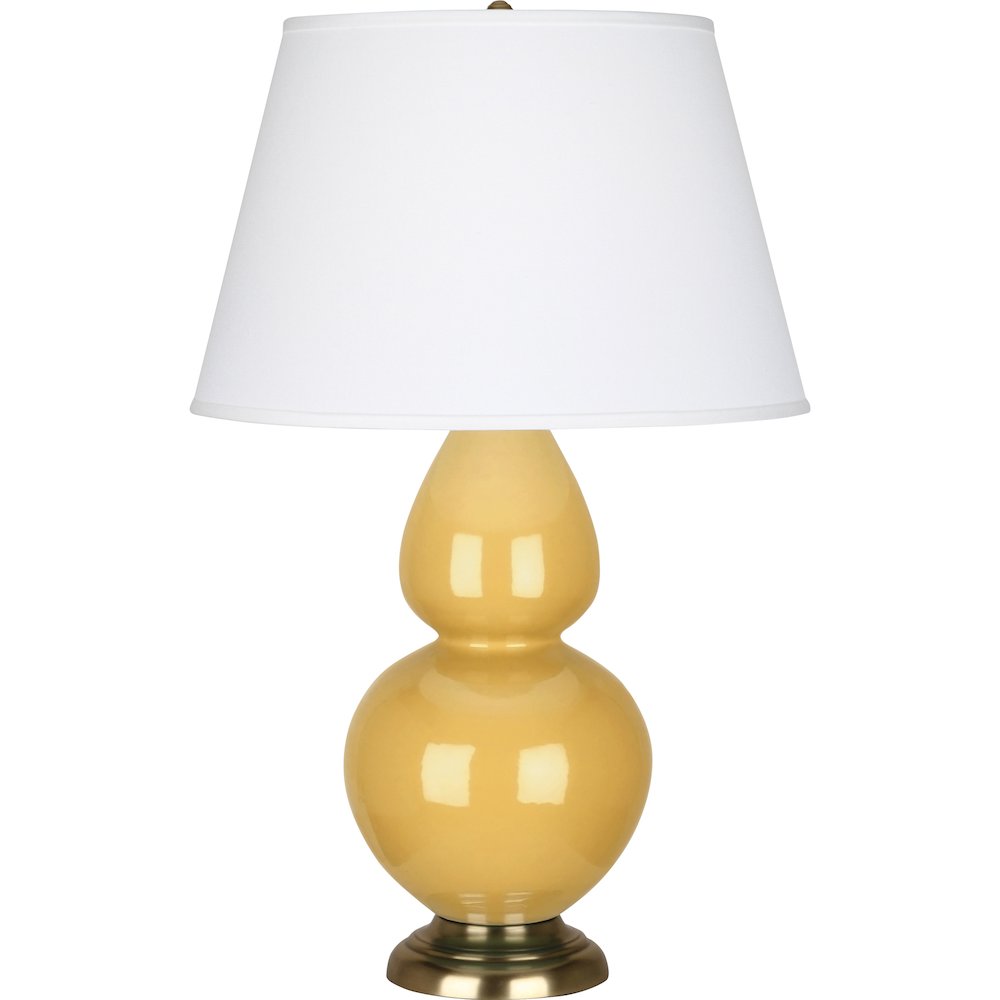 Sunset Double Gourd Table Lamp in Sunset Yellow Glazed Ceramic Color. Picture 1