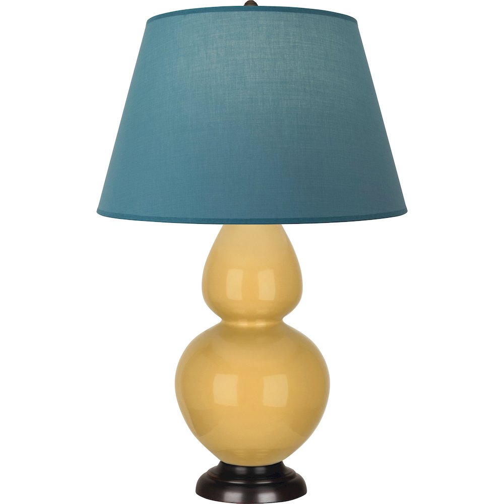 Sunset Double Gourd Table Lamp in Sunset Yellow Glazed Ceramic Color. Picture 1