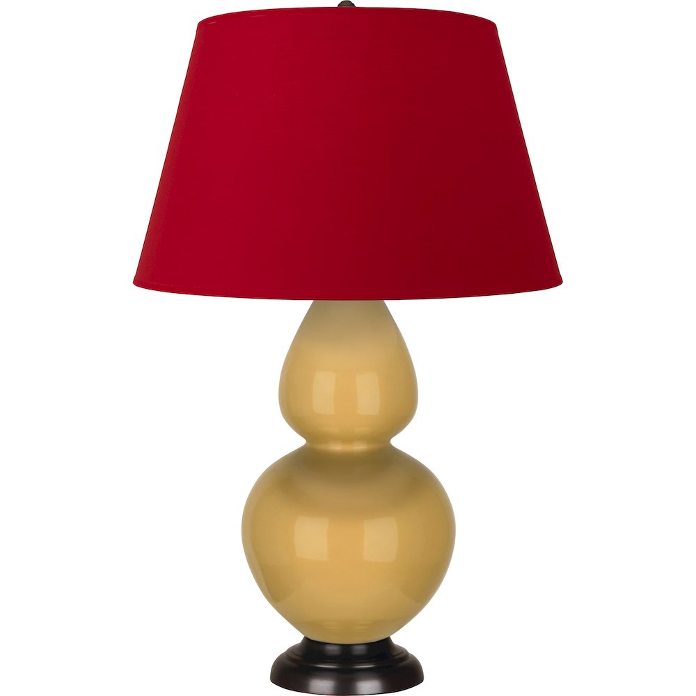 Sunset Double Gourd Table Lamp in Sunset Yellow Glazed Ceramic Color. Picture 1